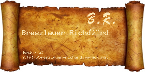 Breszlauer Richárd névjegykártya